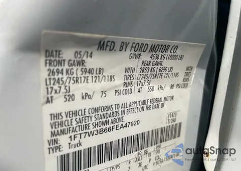 2015 Ford F-350 Xl z USA, uszkodzony, nr VIN 1FT7W3B66FEA47920